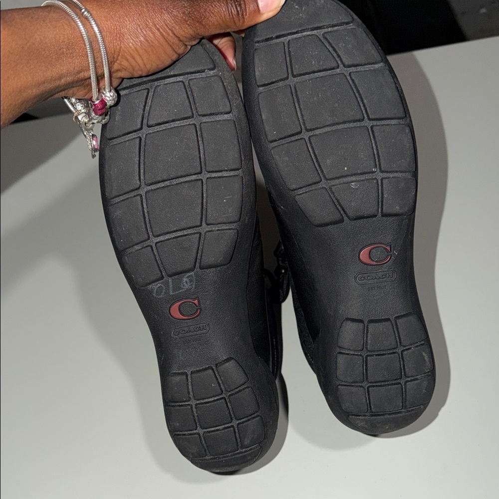 Coach Dyanne Black Leather Signature C Jacquard Rain Snow Boots.  - Picture 6 of 6